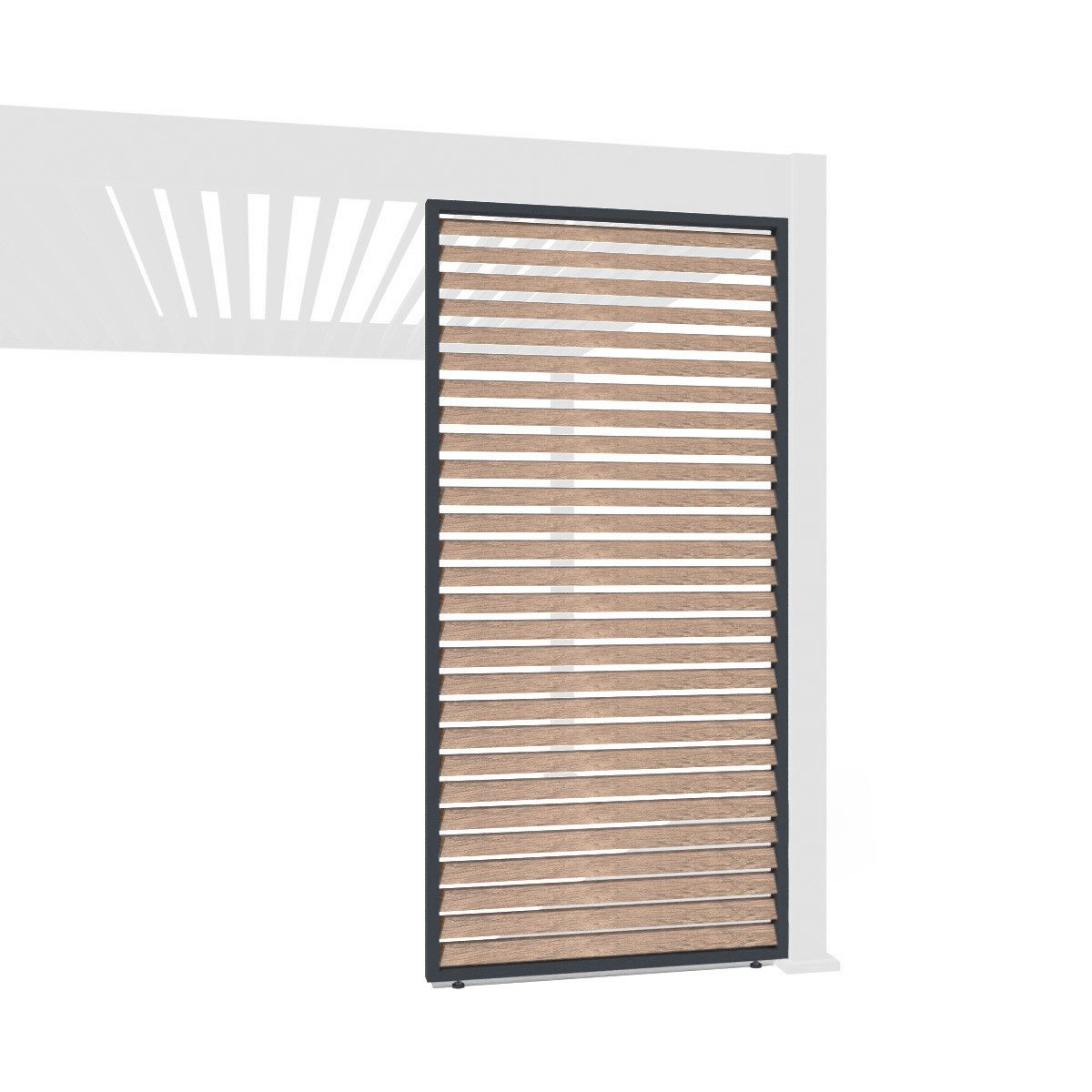 Weide Pavillonseitenteil Lamellenwand Sichtschutz Holzoptik für Pergola Alu Anthrazit, 93x234 cm, Komplettset, Seitenteil