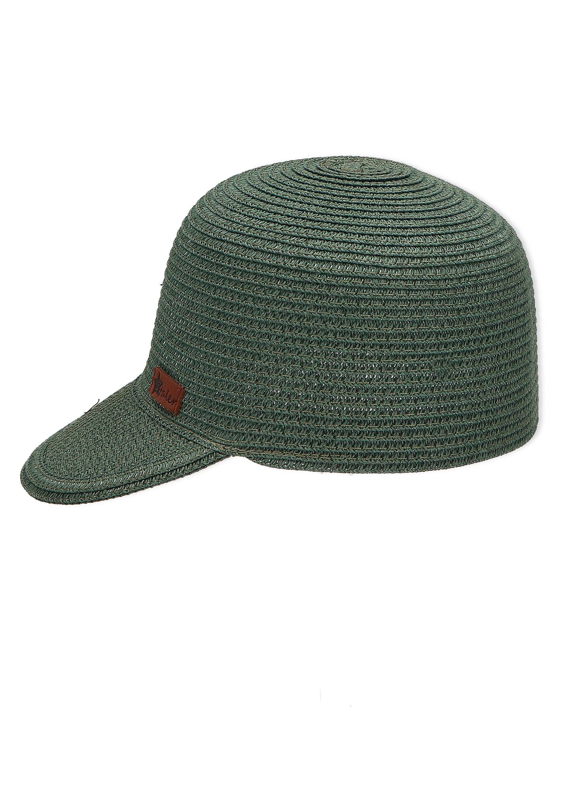 Sonnenschutz (1-St., Cap Stroh mit ohne UV-Schutz dunkelgrün Sterntaler® Größenregulierung Baseball Einfarbig) Kinder für Baseball-Cap Hut 50+ Stroh aus Grün Cap