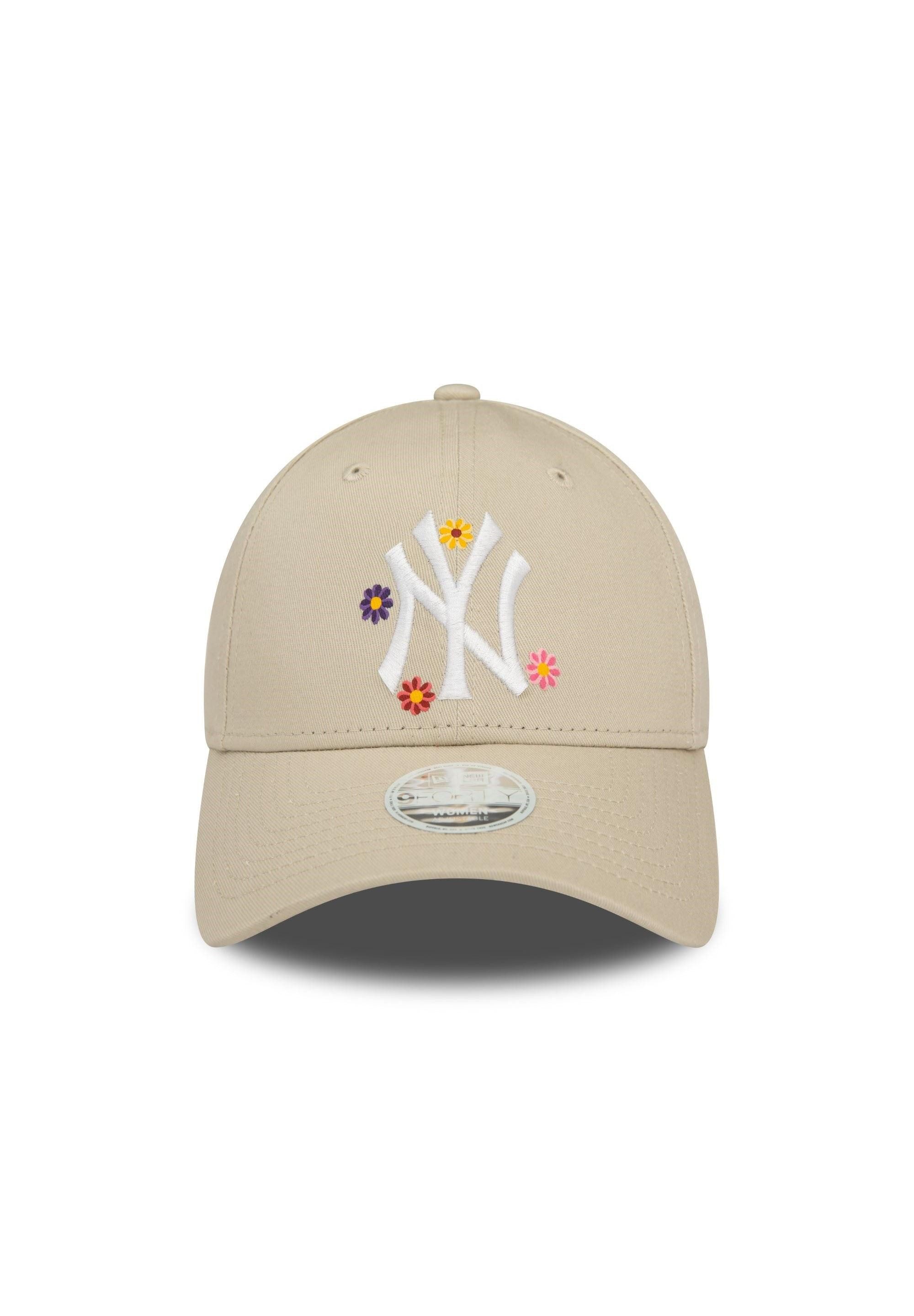 New Era Baseball Cap New York Yankees MLB Flower Beige 9Forty Verstellbare Damen Cap New Er (1-St)
