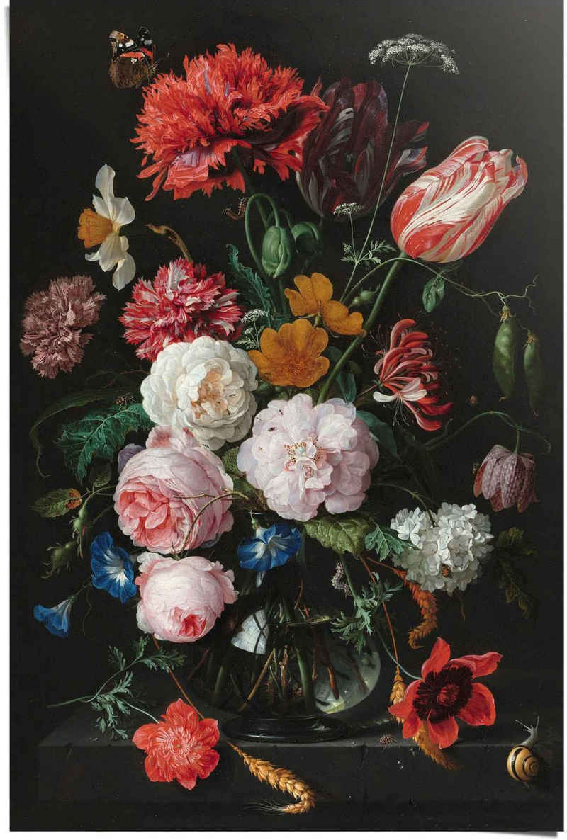Reinders! Poster »Poster Stillleben mit Blumenvase Jan Davidsz de Heem - Alte Meister - Berühmte Gemälde - Blumen«, Vasen (1 St)