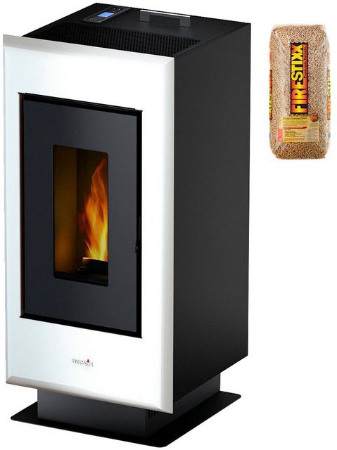 FreePoint Pelletofen ELAN EVO Stahl, 6,5 kW, Raumheizvermögen: 156 m³, schwarz-weiß