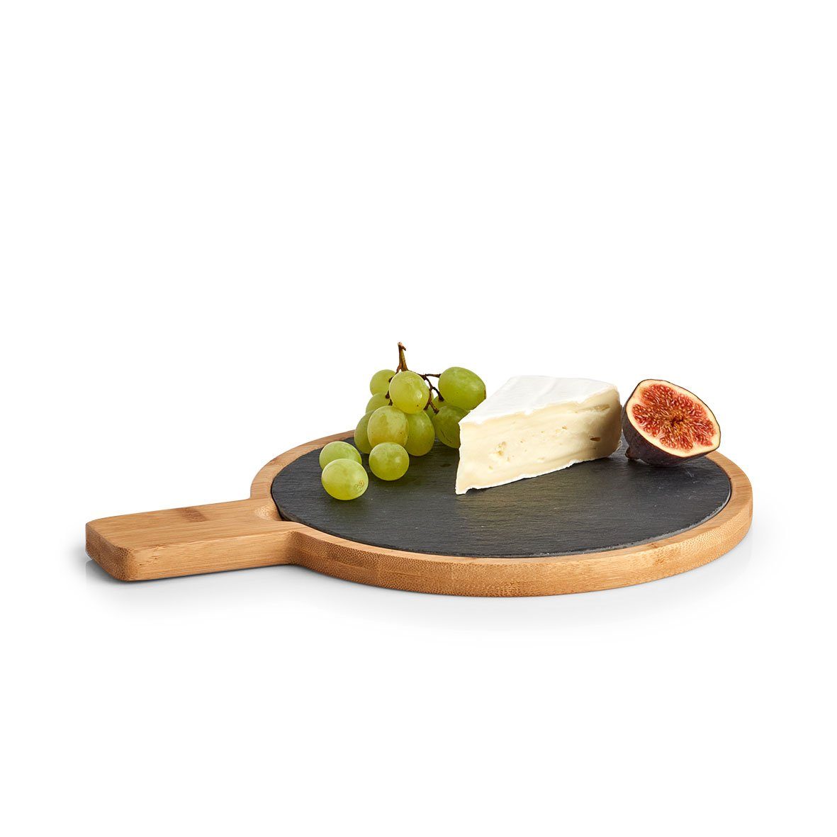 Zeller Present Griff Schneide-/Servierbrett m., Bambus/Schiefer, natur/anthrazit, 29,5 x 22 x 1,5 cm
