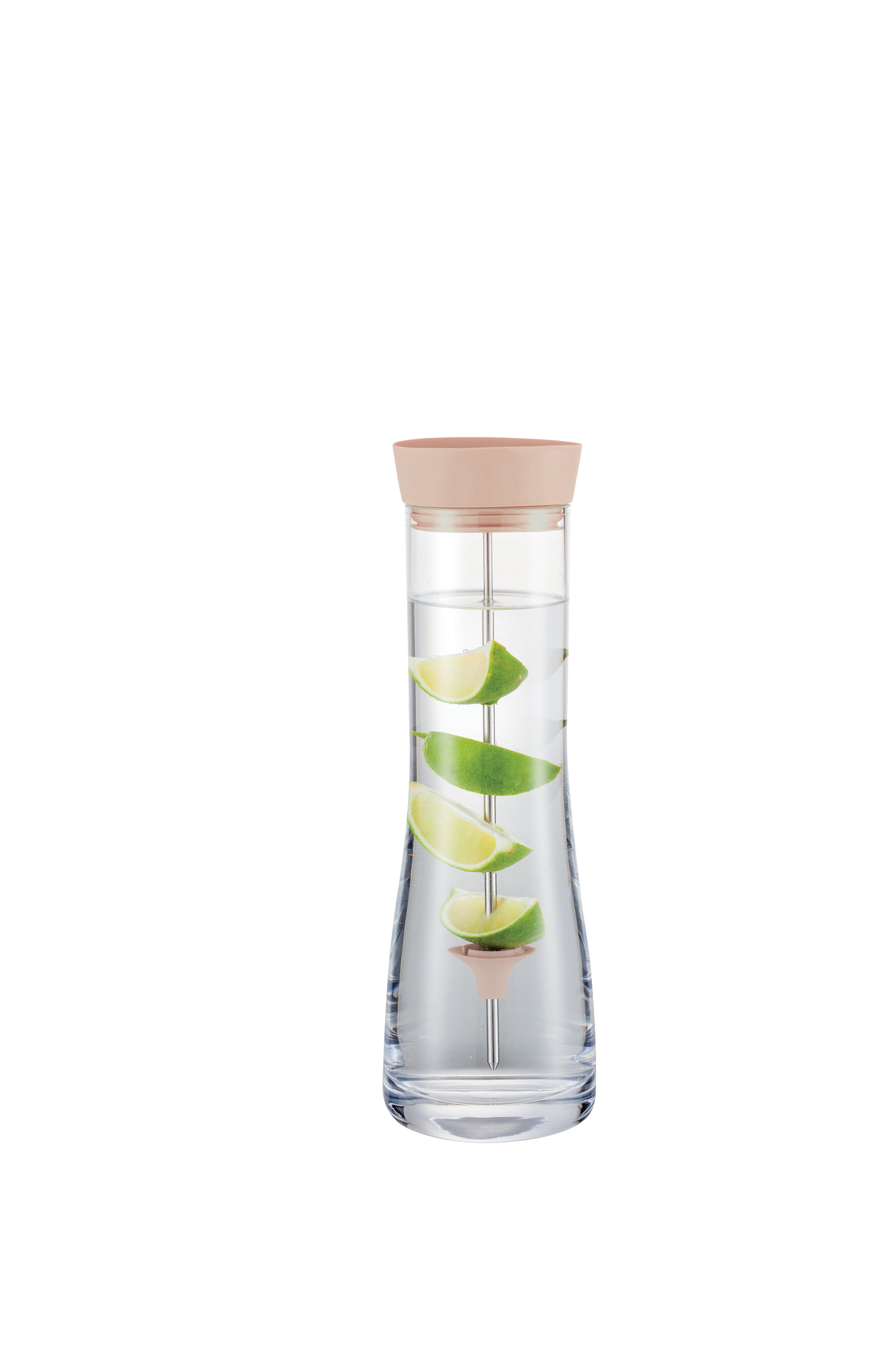 blomus Wasserkaraffe -DRIWA- aus Glas, 1 Liter, Glaskaraffe, Rose Dust, Tropffreies Ausgießen