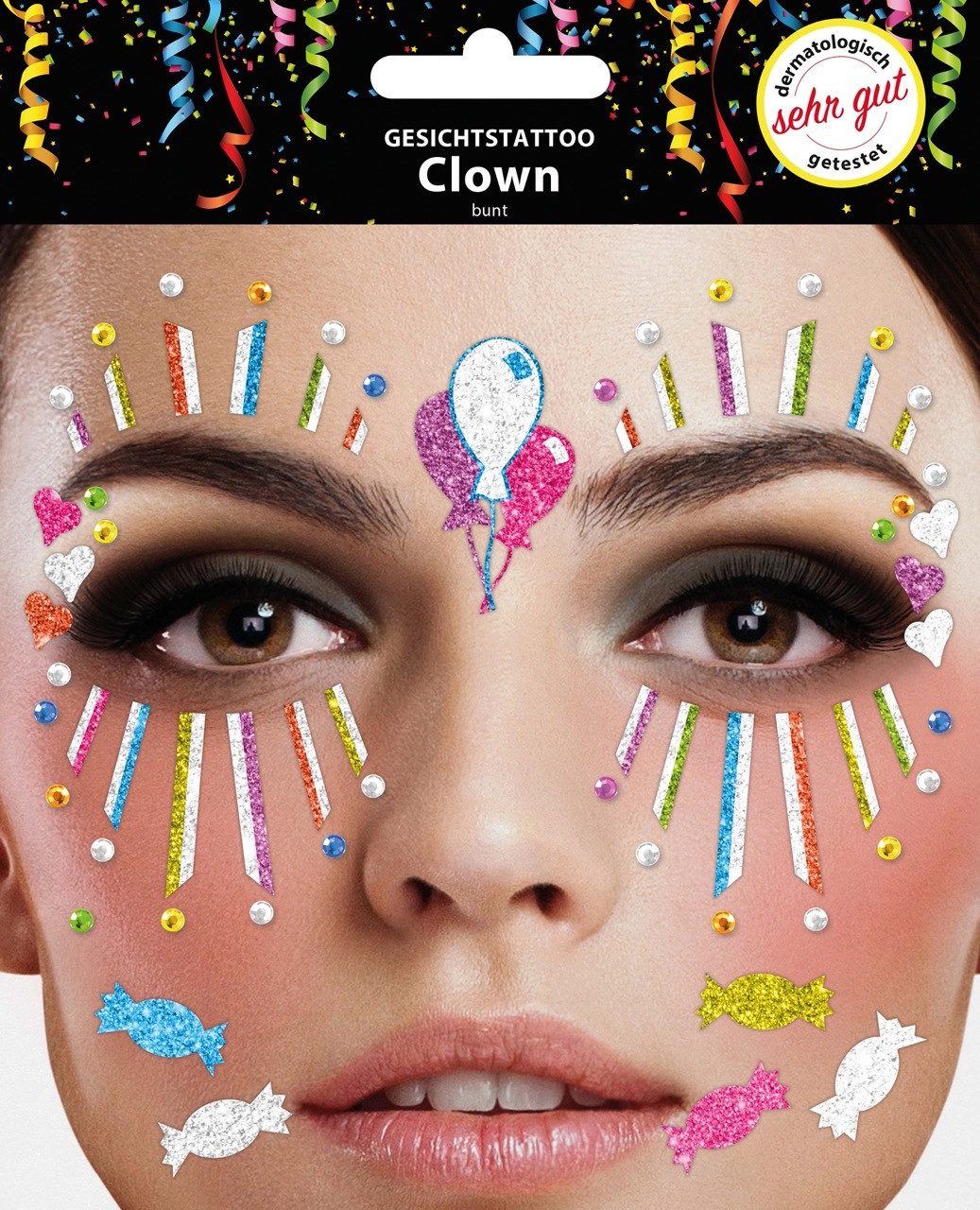Bock-op-Kölle Schmuck-Tattoo Bock op Kölle Gesichtstattoo - Temporäres Glitter Face Tattoo