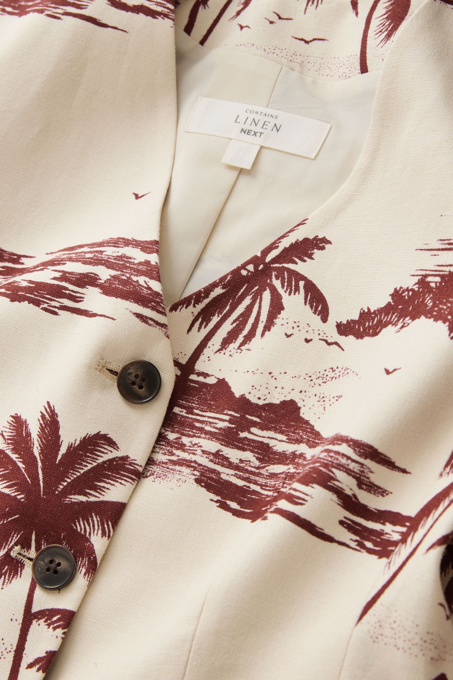 Next Jackenblazer Kurzärmeliger Blazer mit Palmen-Print (1-tlg)