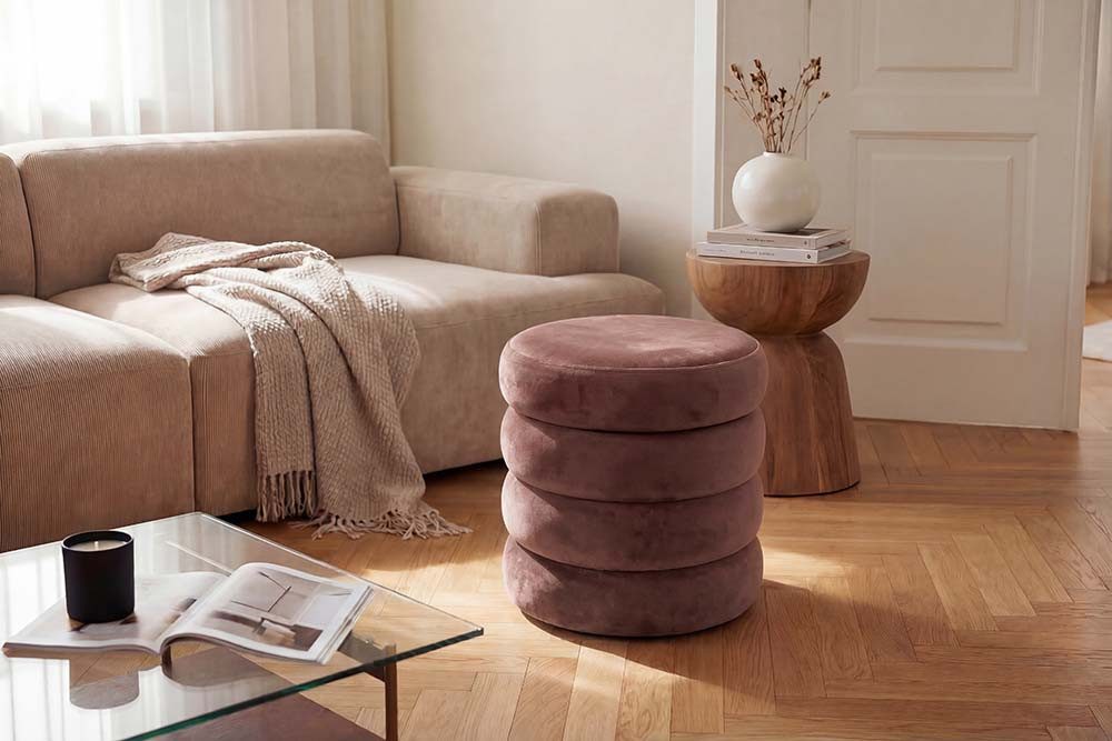 riess-ambiente Polsterhocker VOGUE 40cm rosa - Samt, mit Stauraum, gepolstert, rund, retro (Einzelartikel, 1 St), Eleganter Sitzhocker - ideal f. Ankleide, Flur – Bild 3 von 5