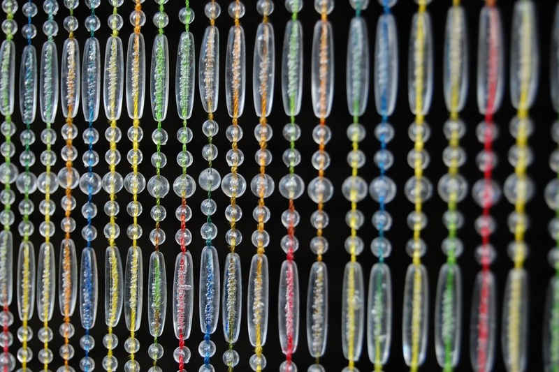 Türvorhang CASA FREJUS 6 Perlenvorhang bunt, La Tenda, Ösen, transparent, 90 x 210 cm, Perlen - Länge individuell kürzbar