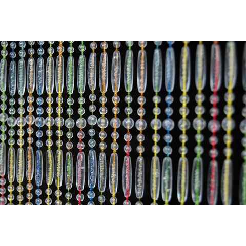 Türvorhang CASA FREJUS 6 Perlenvorhang bunt, La Tenda, Ösen, transparent, 90 x 210 cm, Perlen - Länge individuell kürzbar