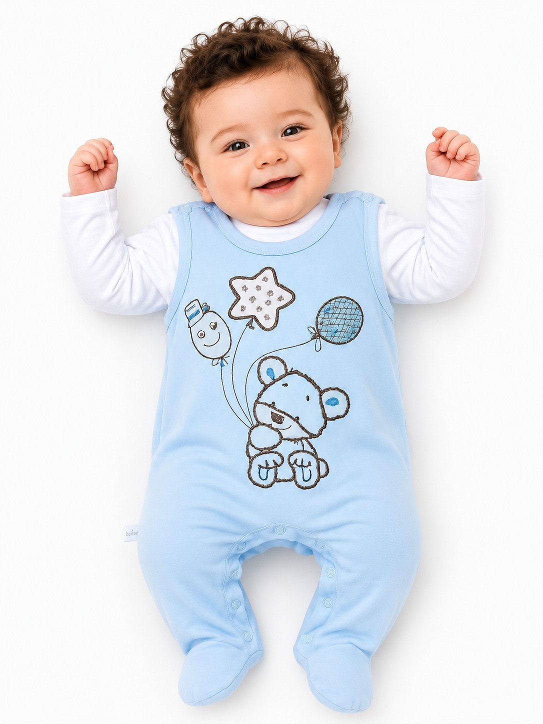 La Bortini Strampler Baby Anzug Set aus Velours Hemdchen Stramplerhose in Blau (2-teilig für Jungen, Erstlingsset)