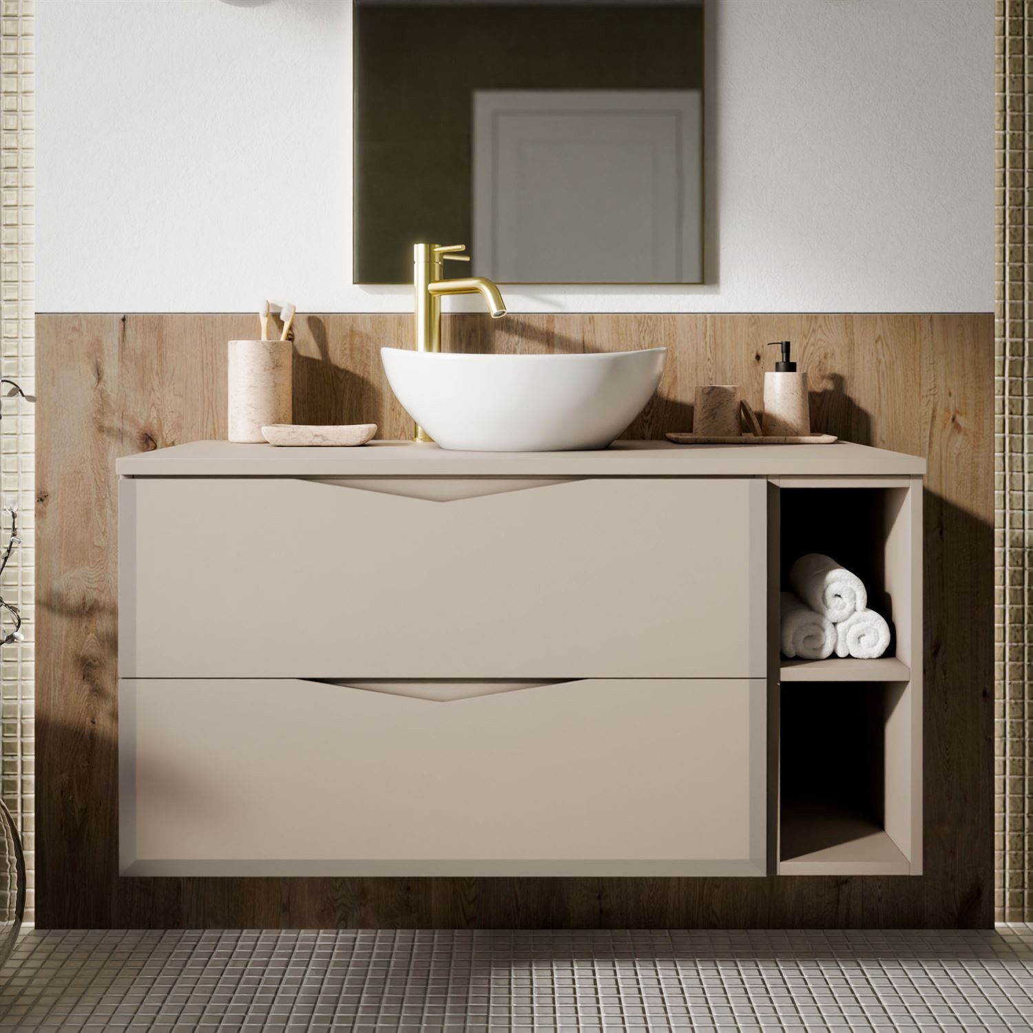 Lookway Badmöbel-Set MIRA II 80 cm mit Soft-Close & Waschbecken, (Badezimmerschrank mit wählbarem, Becken und Armatur), mit Soft-Close-System, 80x50x46 cm – Bild 3 von 5