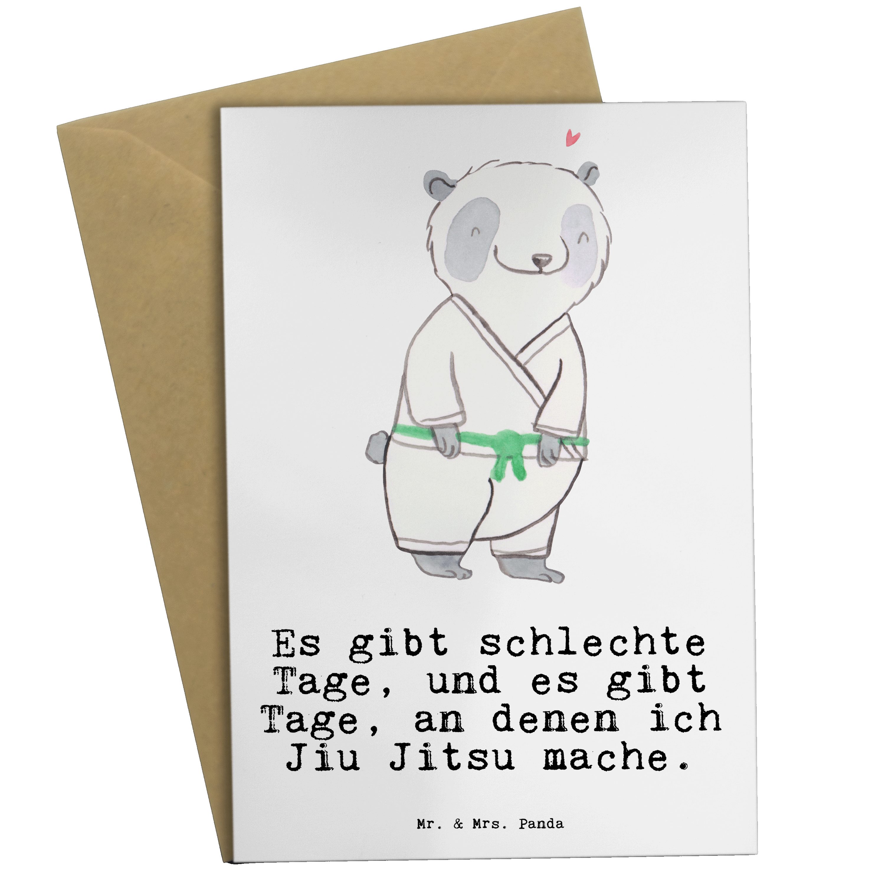 Grußkarte Mr. Glückwunschkarte & Klappkarte, Geschenk, Weiß - Jitsu - Panda Tage Jiu Panda Mrs.