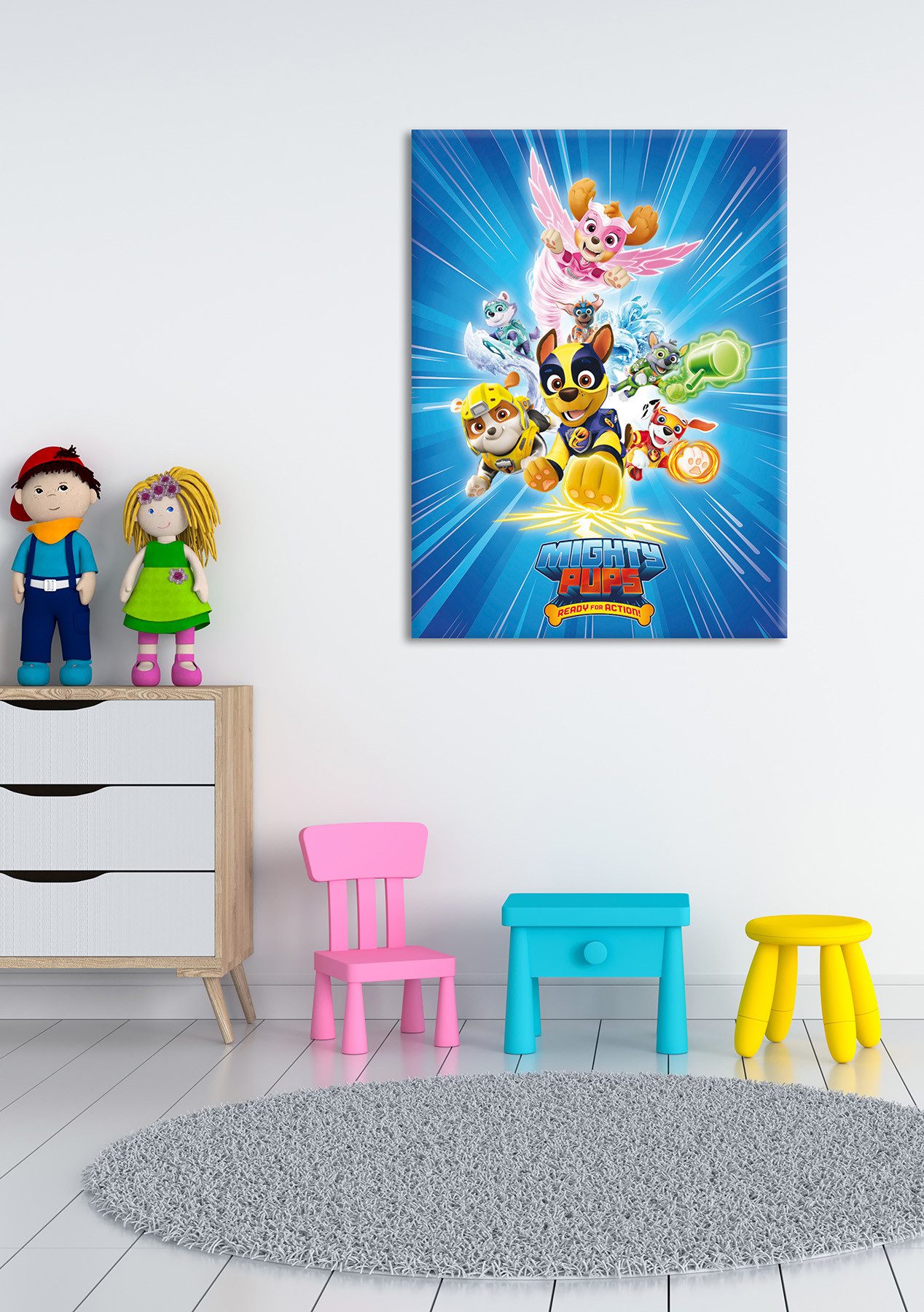 Bönninghoff Leinwandbild Wandbild MIGHTY PUPS PAW PATROL 46x61 cm – Leinwandbild Keilrahmen, Cartoon, Hunde, Kinder, Paw Patrol, Serien, Tiere (1 St), auf Keilr – Bild 2 von 5