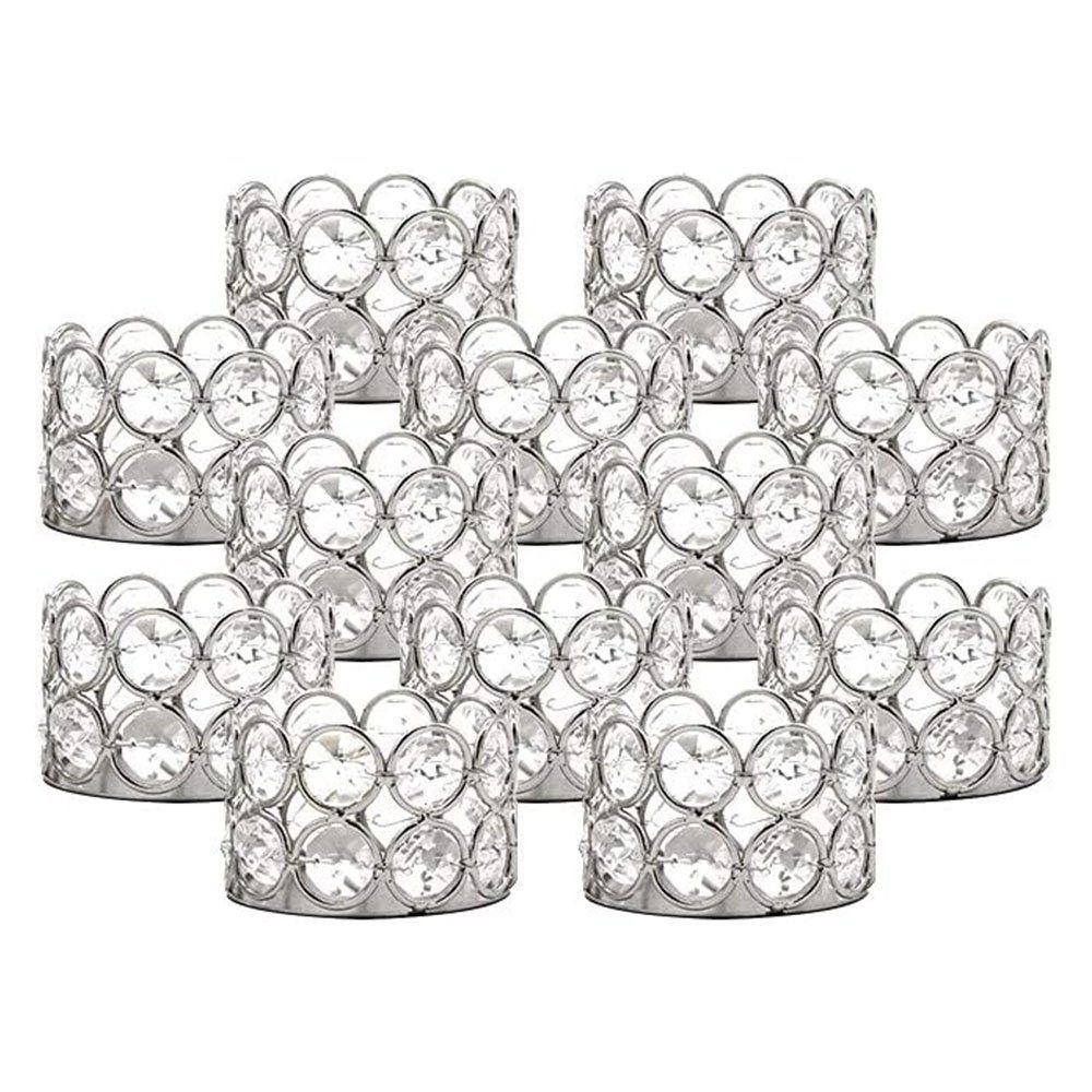 KOMIRO Kerzenständer Kristall Teelicht Kerzenständer Silber Dekoration für Tabellen 8 Stück (8 St)