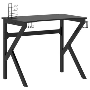 vidaXL Schreibtisch Gaming-Schreibtisch mit K-Gestell Schwarz 90x60x75 cm