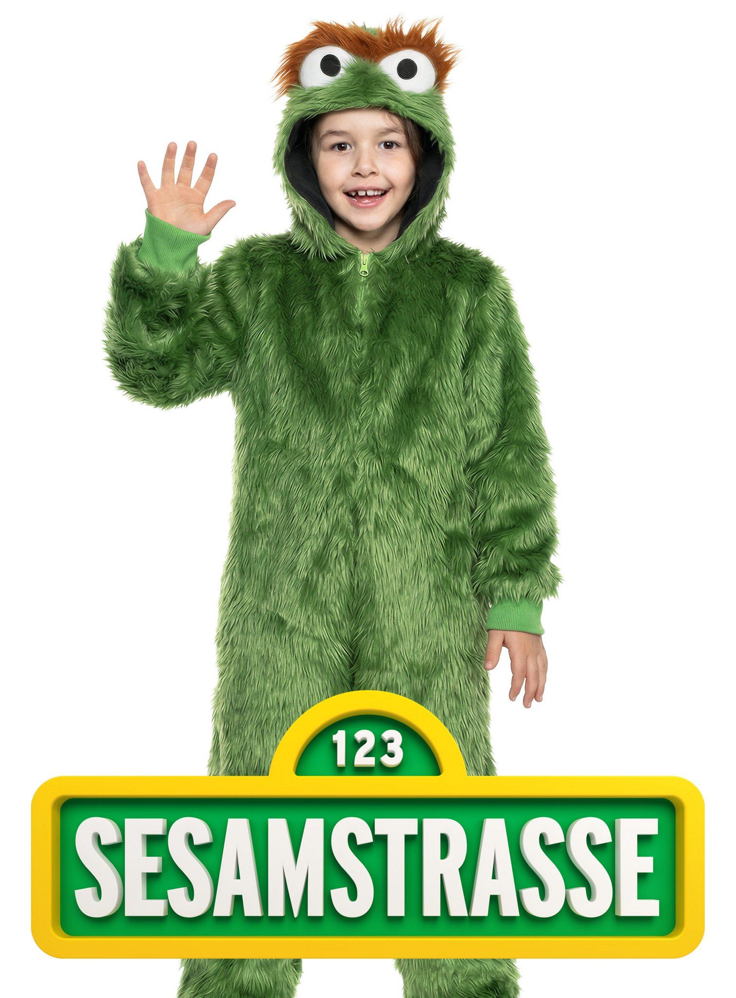 Maskworld Kostüm Die Sesamstraße – Oskar Kostüm für Kinder, Bequemes Sesamstraßen Originalkostüm aus MASKWORLD-Produktion