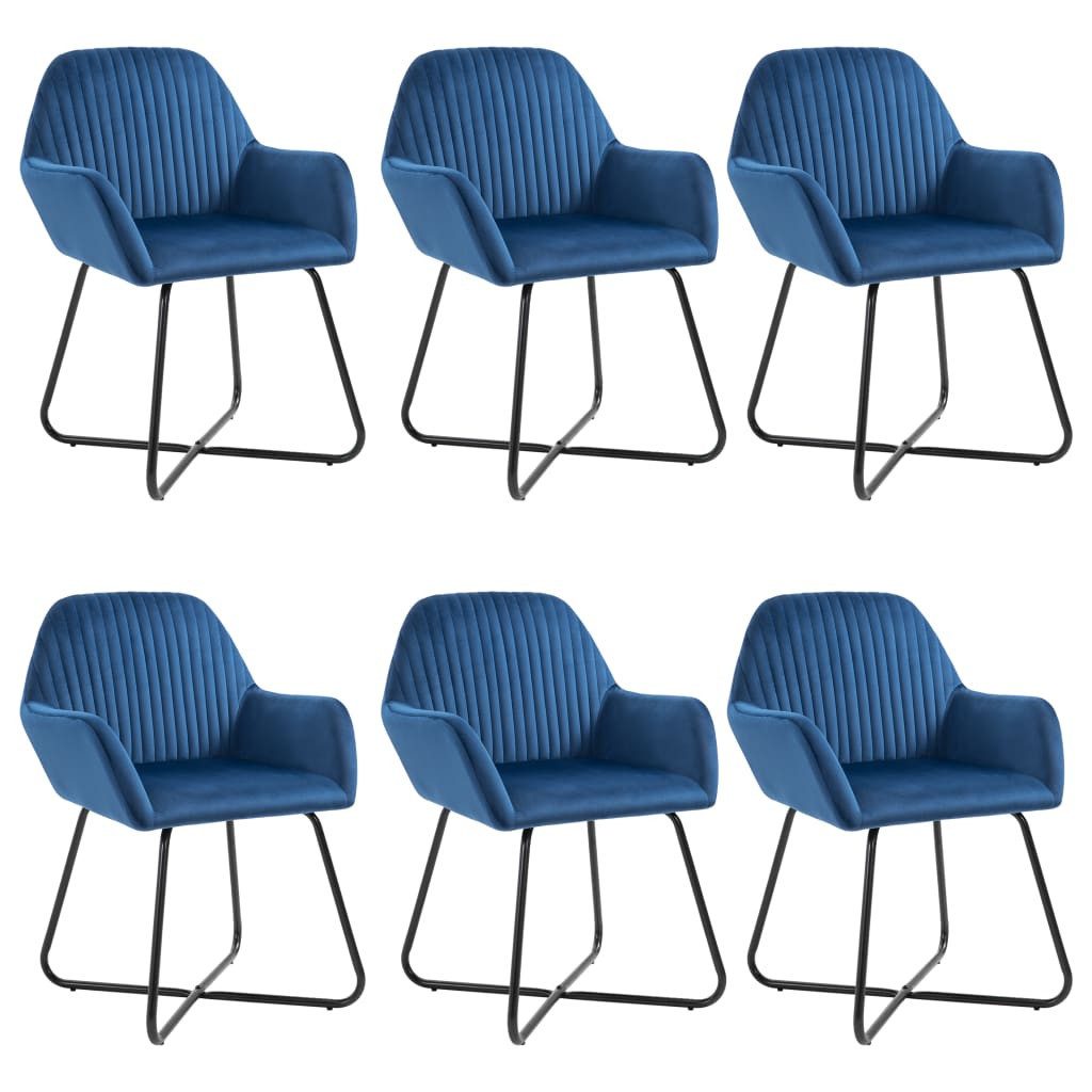 Esszimmerstuhl Esszimmerstühle 6 Stk. Blau Samt