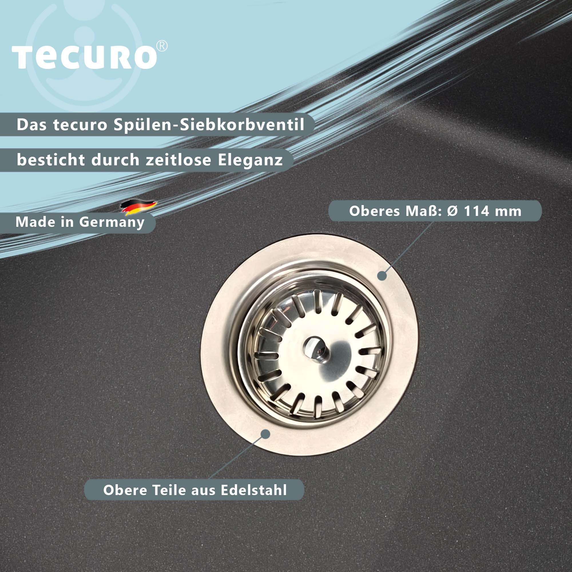 tecuro Siphon Spülen-Siebkorbventil Ø 114 mm (3 1/2 Zoll) x Abgang unten 1 1/2 Zoll – Bild 4 von 5