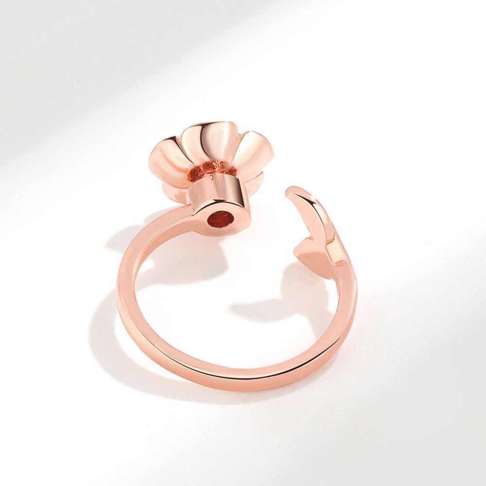 Haiaveng Fingerring S925 Verstellbare Sterling Ring, schwimmende Blume Rose Ringe Ringe, drehbarer Silber Index