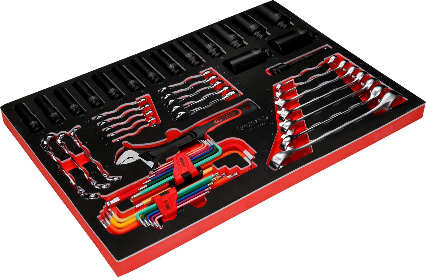 Thumbnail - Brilliant Tools Maulschlüssel Schraubenschlüssel- / und Kraft-Stecknuss-Satz in Schaumstoffeinlage