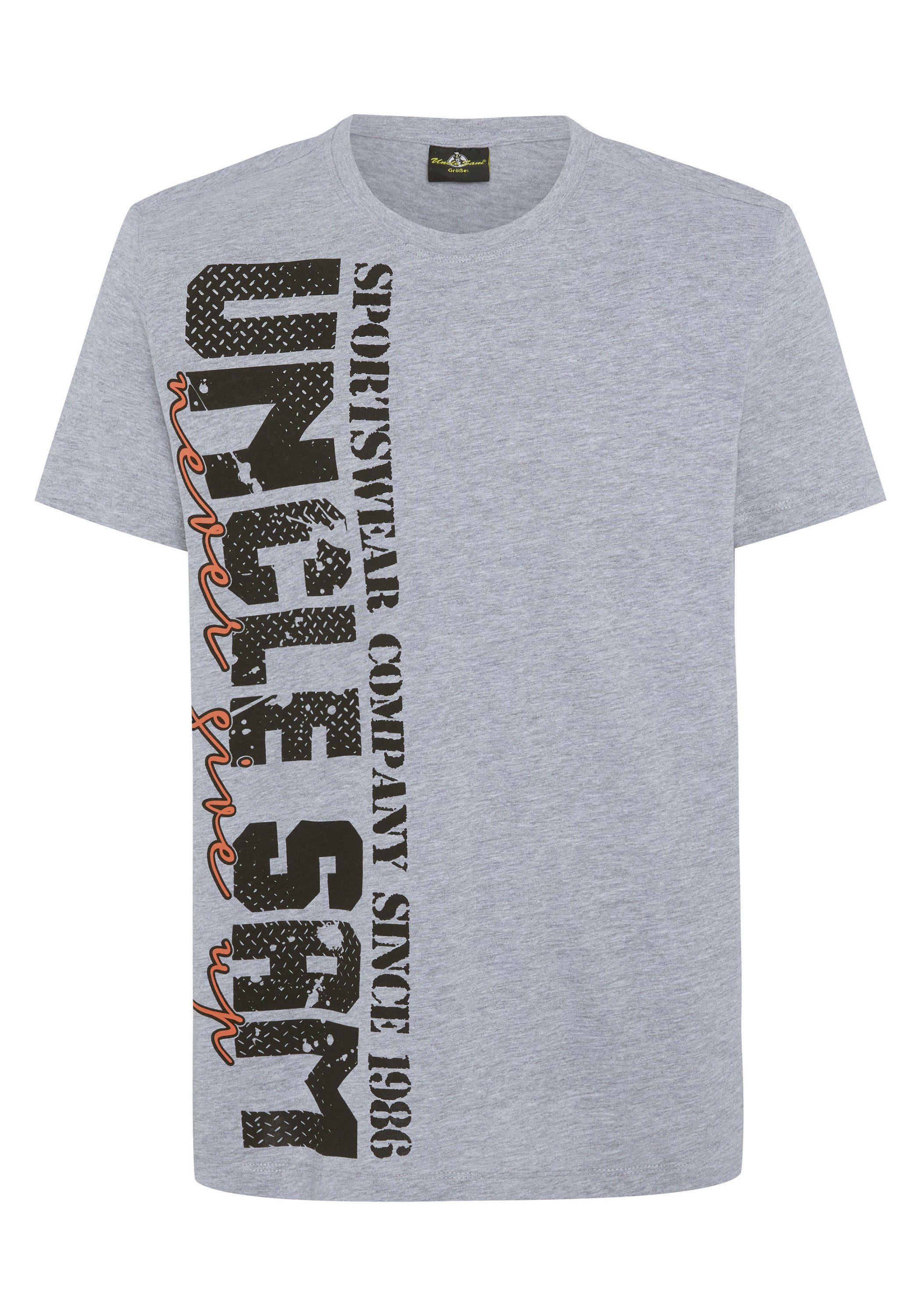 Uncle Sam Grey 1 Single-Jersey Mid aus Melange Grey Mid Melange Print-Shirt soften