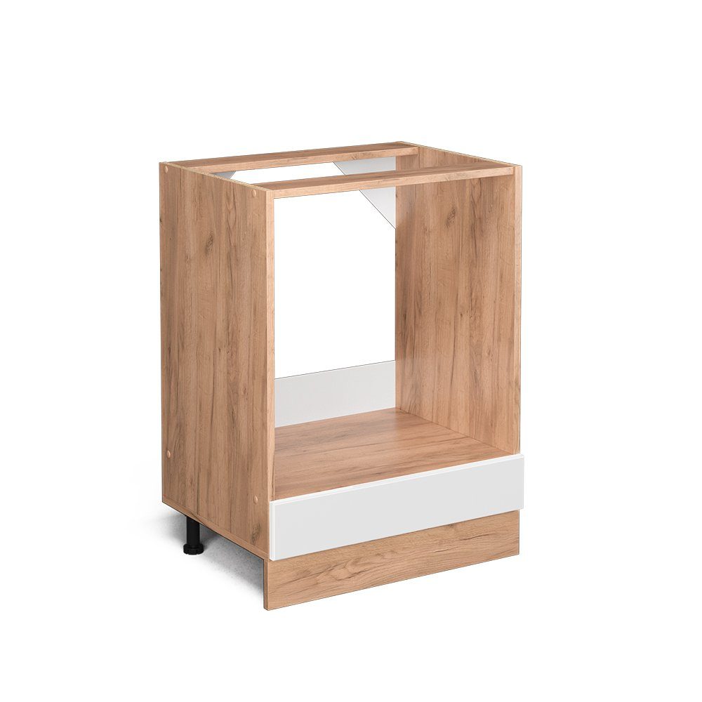 Vicco Herdumbauschrank R-Line Weiß Hochglanz/Goldkraft Eiche 60 cm ohne Arb günstig online kaufen