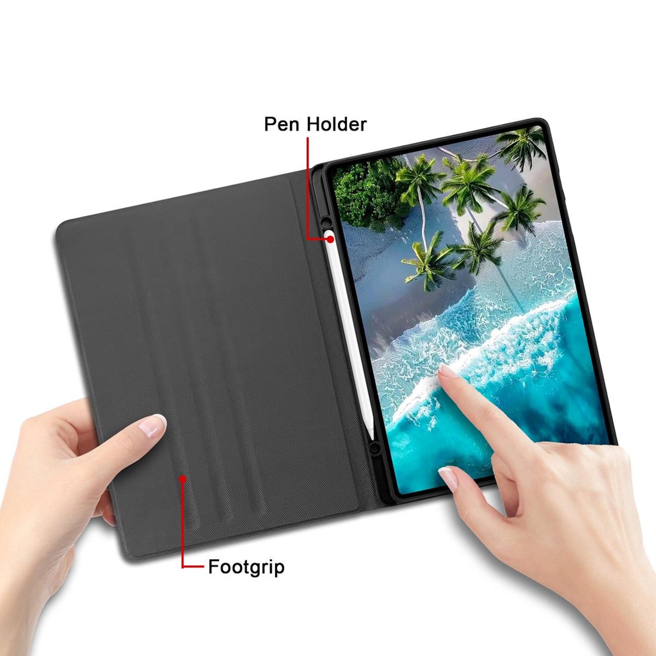 Wigento Tablet-Hülle Für Samsung Galaxy Tab A11 / Tab A9 Kunstleder Motiv Tasche, Kunstleder Tablet Hülle mit Stifthalte und Standfunktion – Bild 2 von 5