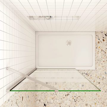 duschspa Duschwand 6mm 190cm Walk in Dusche Duschtrennwand mit Milchstreifen Glaswand, Einscheibensicherheitsglas, Sicherheitsglas, (Set), Glas, Nano Glas