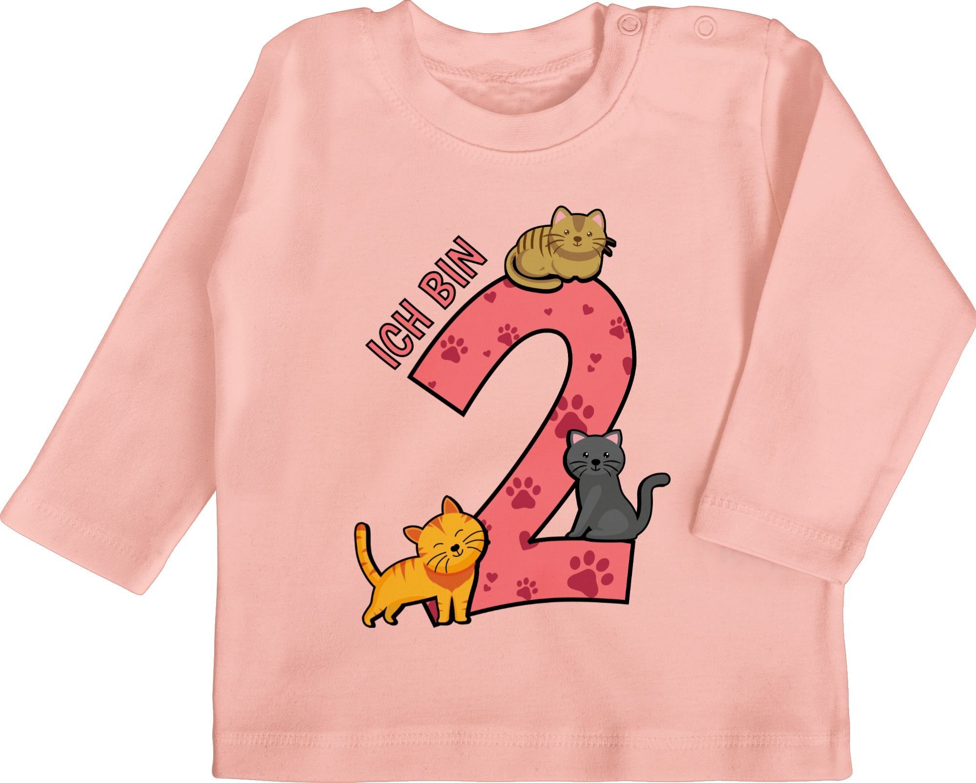 Shirtracer T-Shirt Ich bin 2 2. Geburtstag 1 Babyrosa