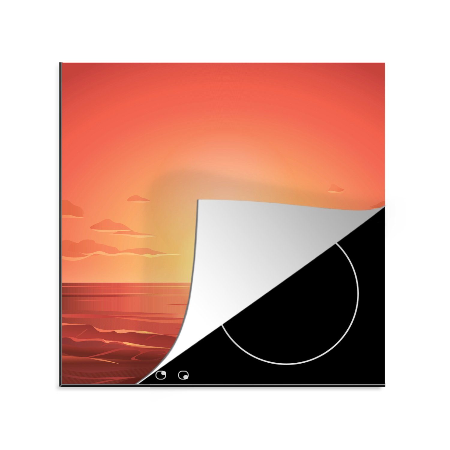 MuchoWow Herdblende-/Abdeckplatte Meer - Sonne Orange, Ceranfeldabdeckung, für - Arbeitsplatte tlg), Vinyl, küche (1 78x78 cm