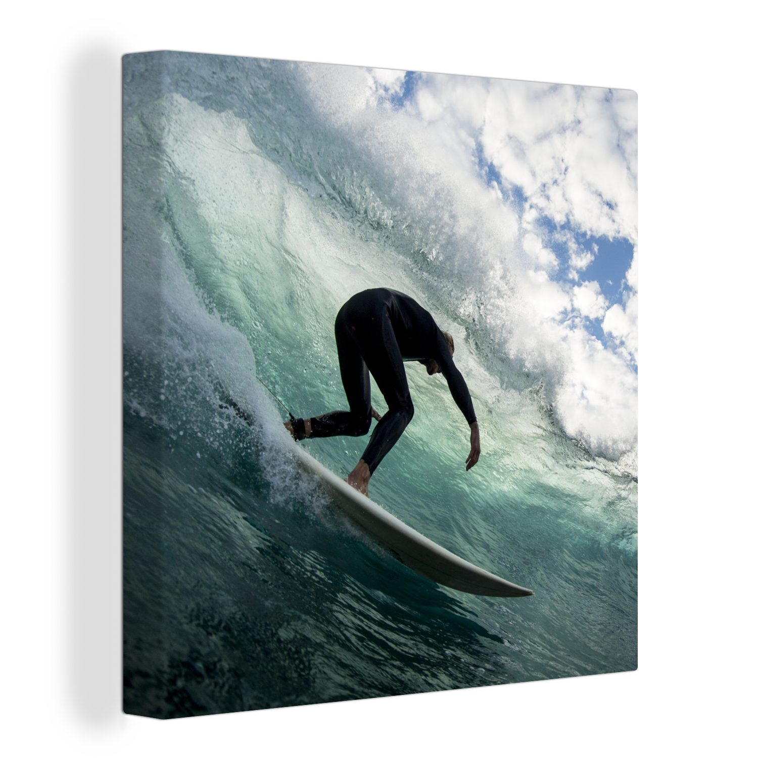 OneMillionCanvasses® Leinwandbild Surfer auf Wellen, (1 St), Leinwand Bilder für Wohnzimmer Schlafzimmer