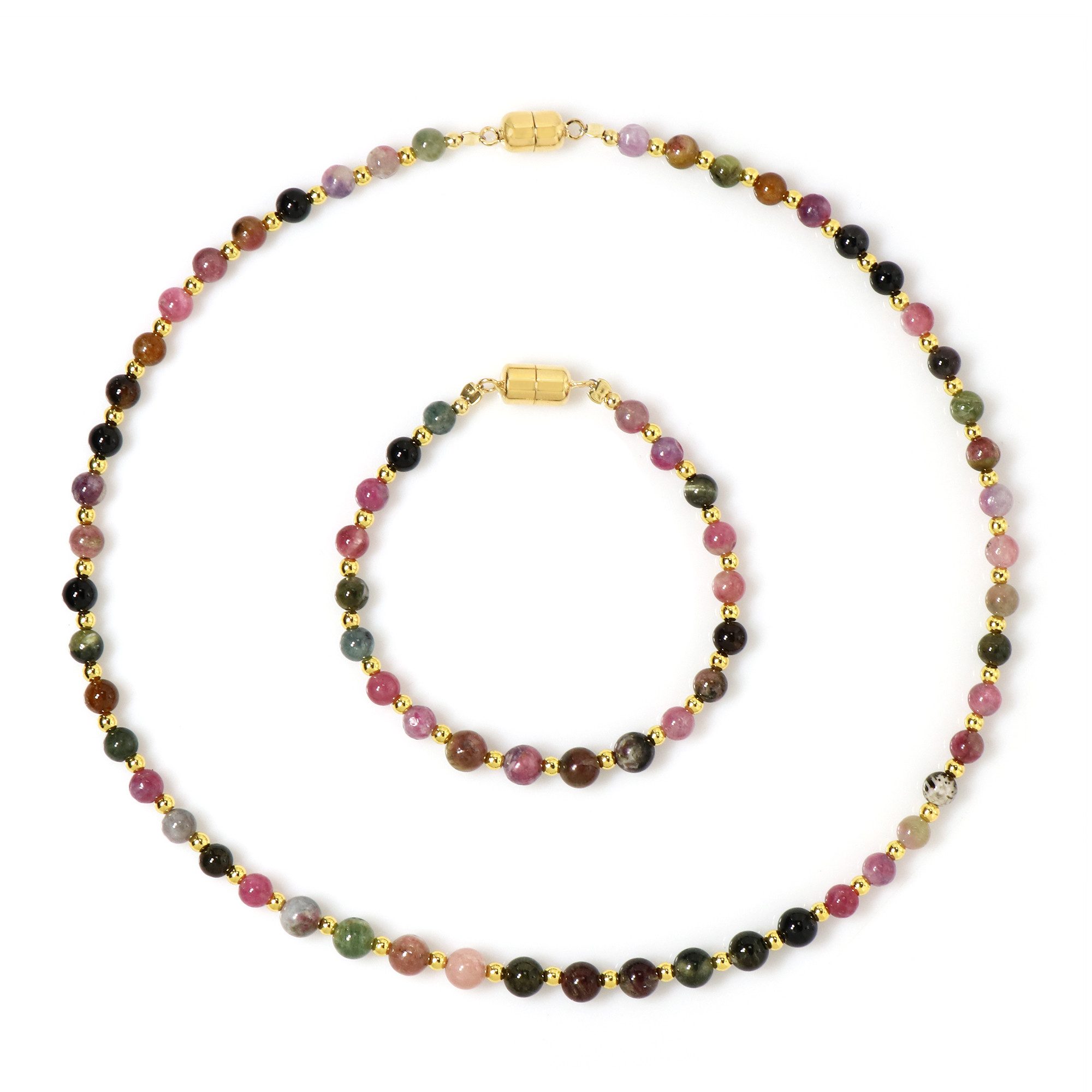 Cavill Schmuckset Turmalin Schmuck 925er Sterlingsilber vergoldet, Halskette 47 cm (1-tlg)