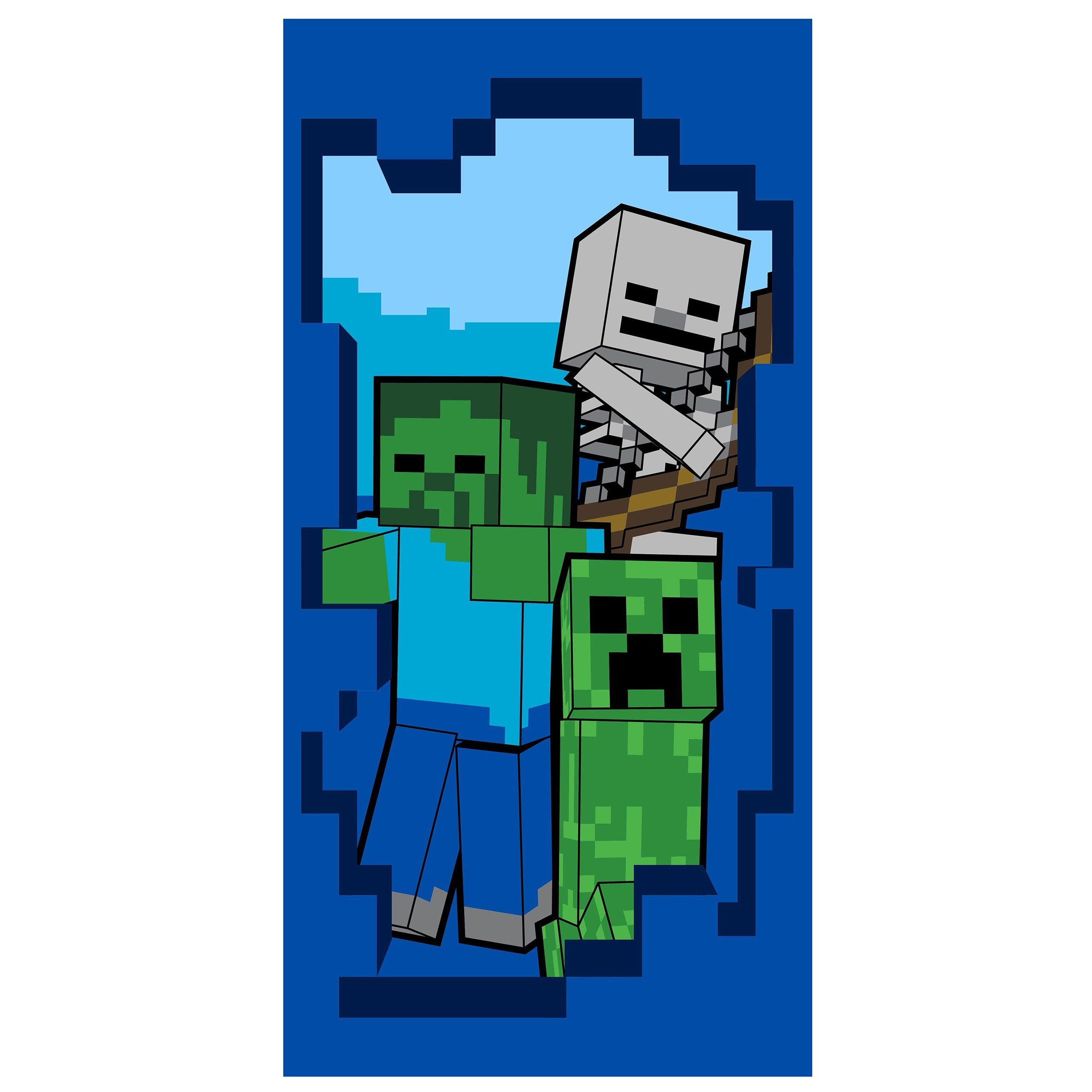 Minecraft Badetücher Minecraft Baumwollbadetuch, dunkelblau 70x140 cm