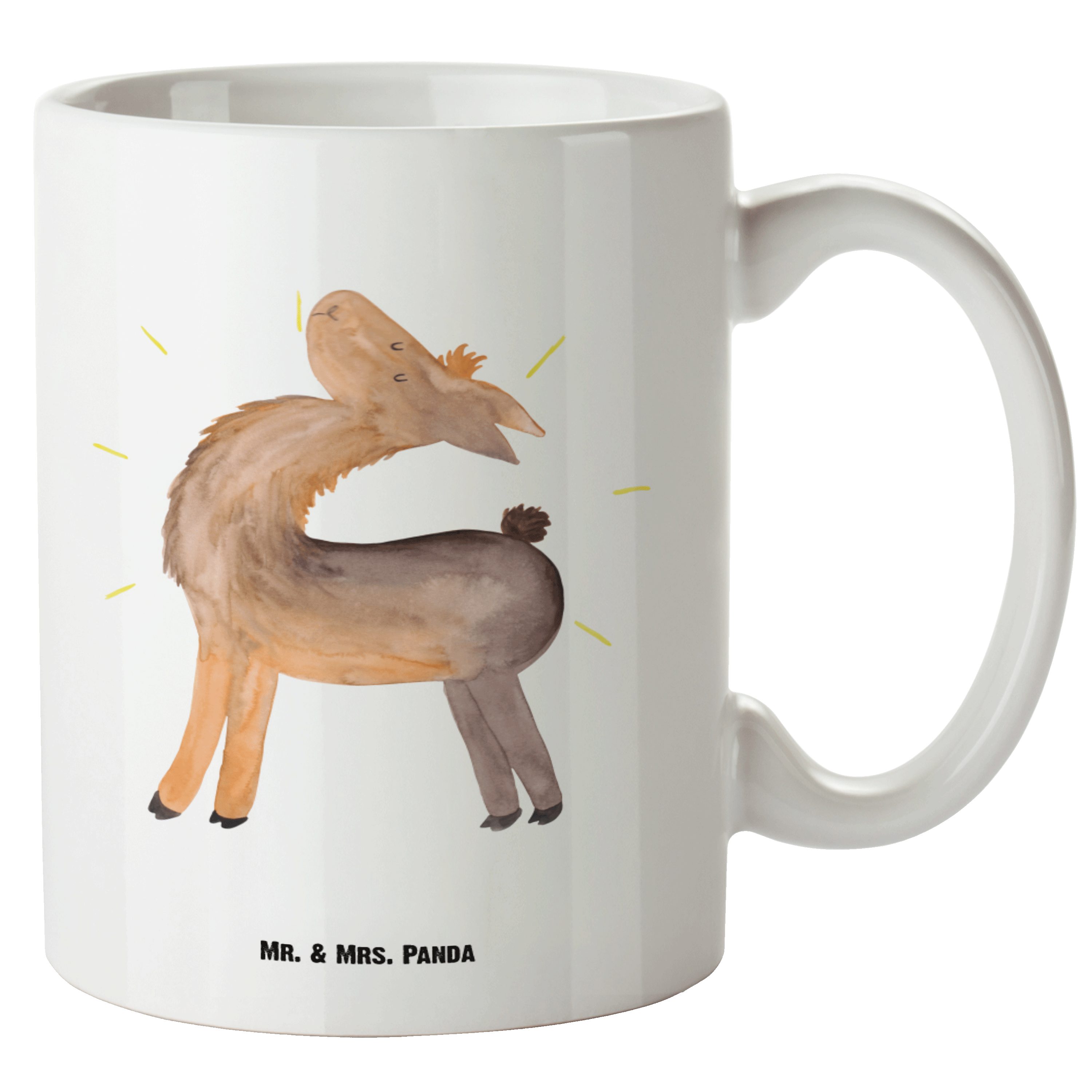 Mr. & Mrs. Panda Tasse Lama stolz - Weiß - Geschenk, Anders, XL Becher, Jumbo Tasse, Family, XL Tasse Keramik | Tassen