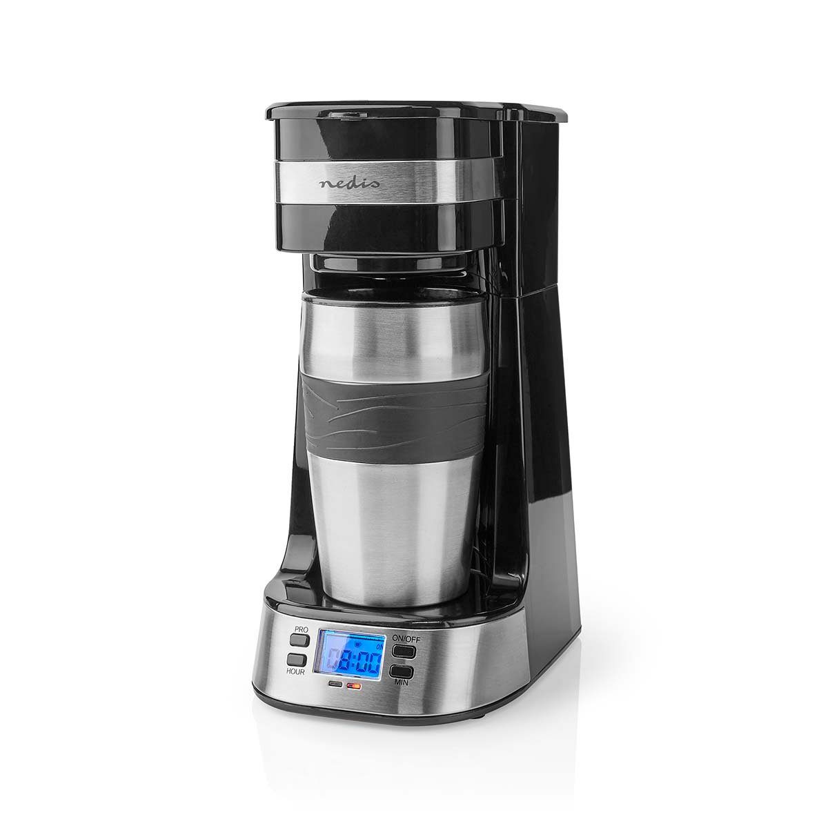 Timer 1-Tassen-Kaffeemaschine Edelstahl Thermosbecher Filterkaffeemaschine Thermoskanne Nedis