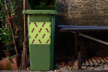 MuchoWow Wandsticker Gemüse - Rote Bete - Muster - Grün (1 St), Mülleimer-aufkleber, Mülltonne, Sticker, Container, Abfalbehälter
