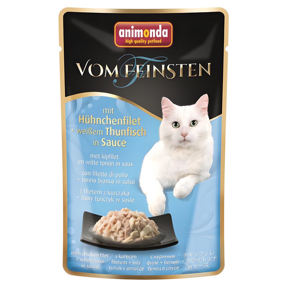 Animonda vom Feinsten mit Hühnchenfilet & weißer Thunfisch in Sauce 50 g - 18, Nassfutter für: Katze