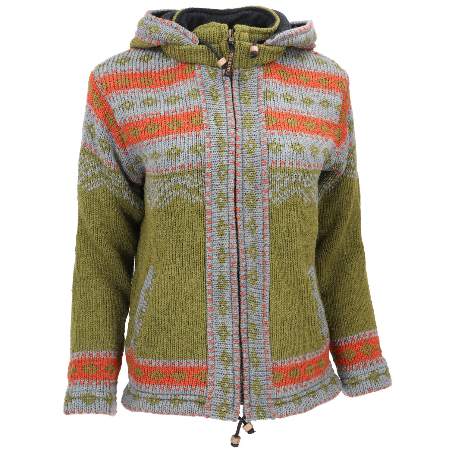 Guru-Shop Langjacke Kuschelige gefütterte Strickjacke, Damenjacke,.. günstig online kaufen