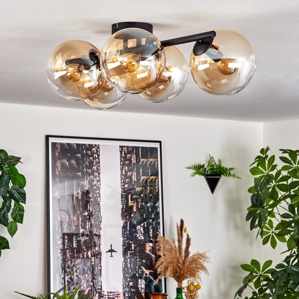 hofstein Deckenleuchte 5-flammige Deckenlampe aus Metall/Glas günstig online kaufen