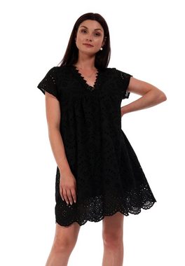 YC Fashion & Style Spitzenkleid Spitzenkleid mit V-Ausschnitt One Size 34-40 (1-tlg) in Unifarbe