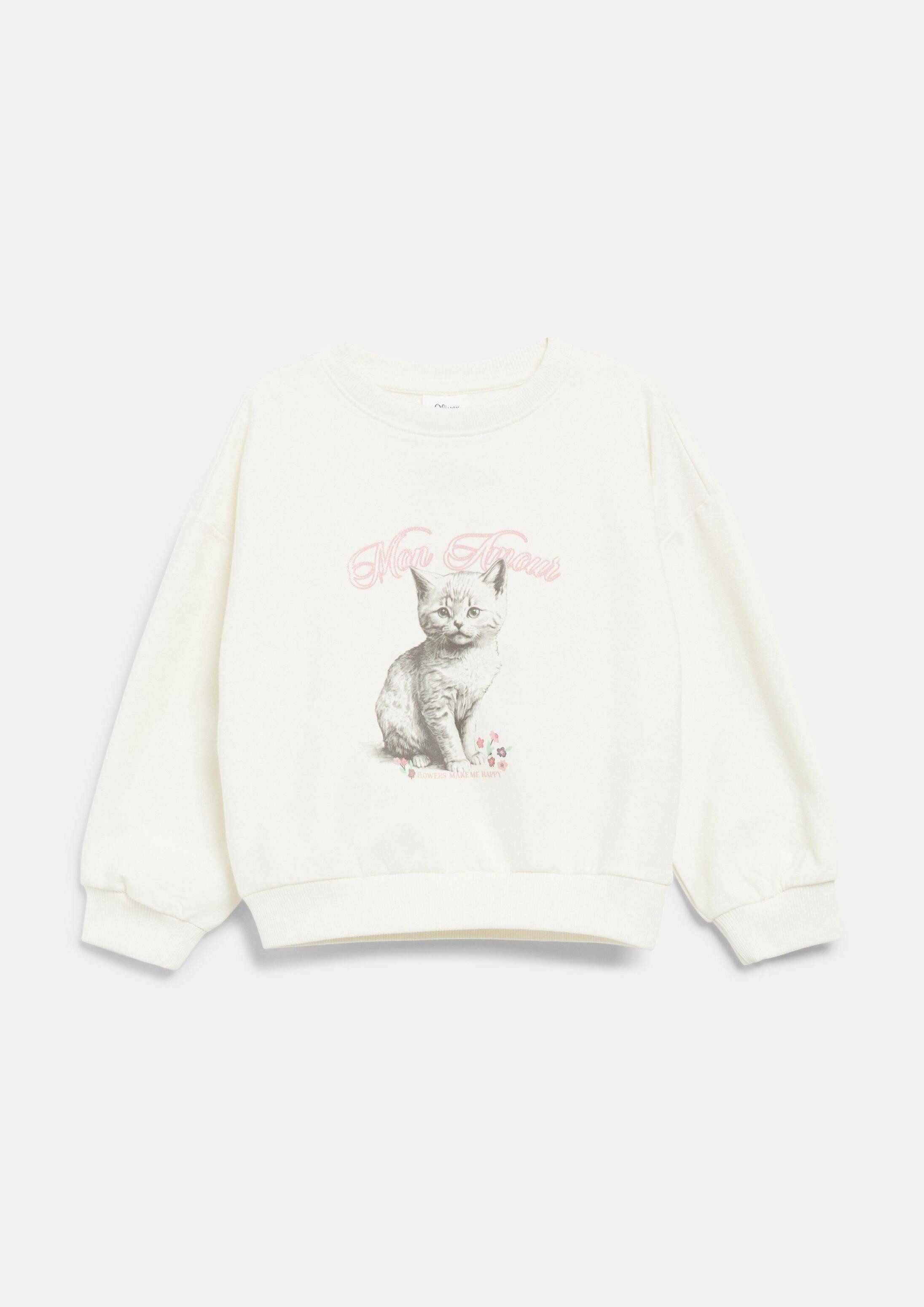 s.Oliver Sweatshirt Sweatshirt Oversize Sweatshirt mit Fotoprint und Glitzer