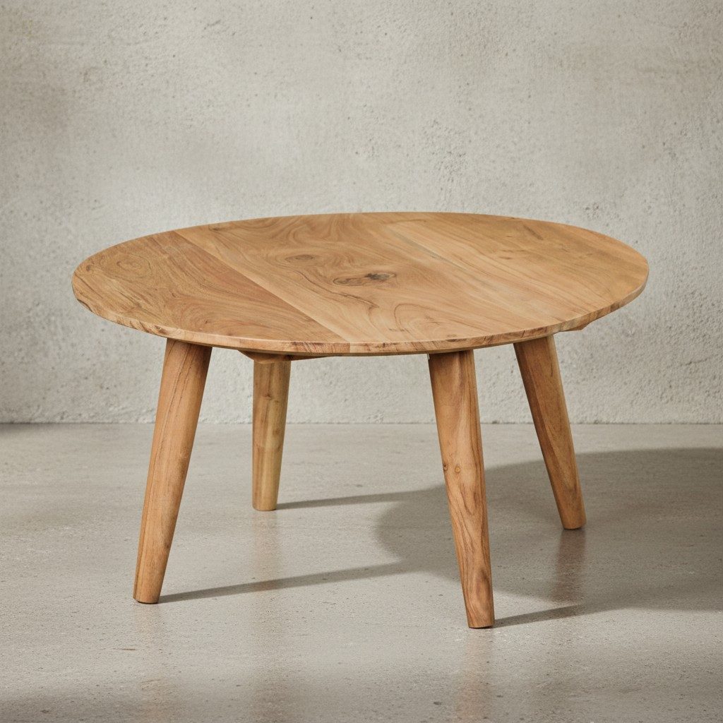 KADIMA DESIGN Couchtisch Runder Holz-Kaffeetisch aus Akazie, 75cm, Stabil & günstig online kaufen