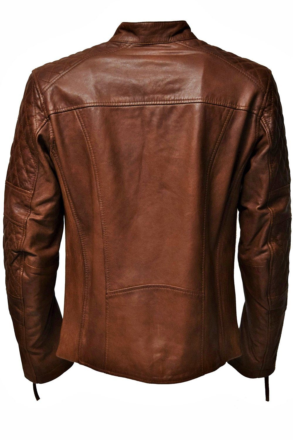Zimmert Leather Lederjacke Alex washed, gesteppt, pflanzlich gegerbt, Schwarz, Cognac, Braun, Grün
