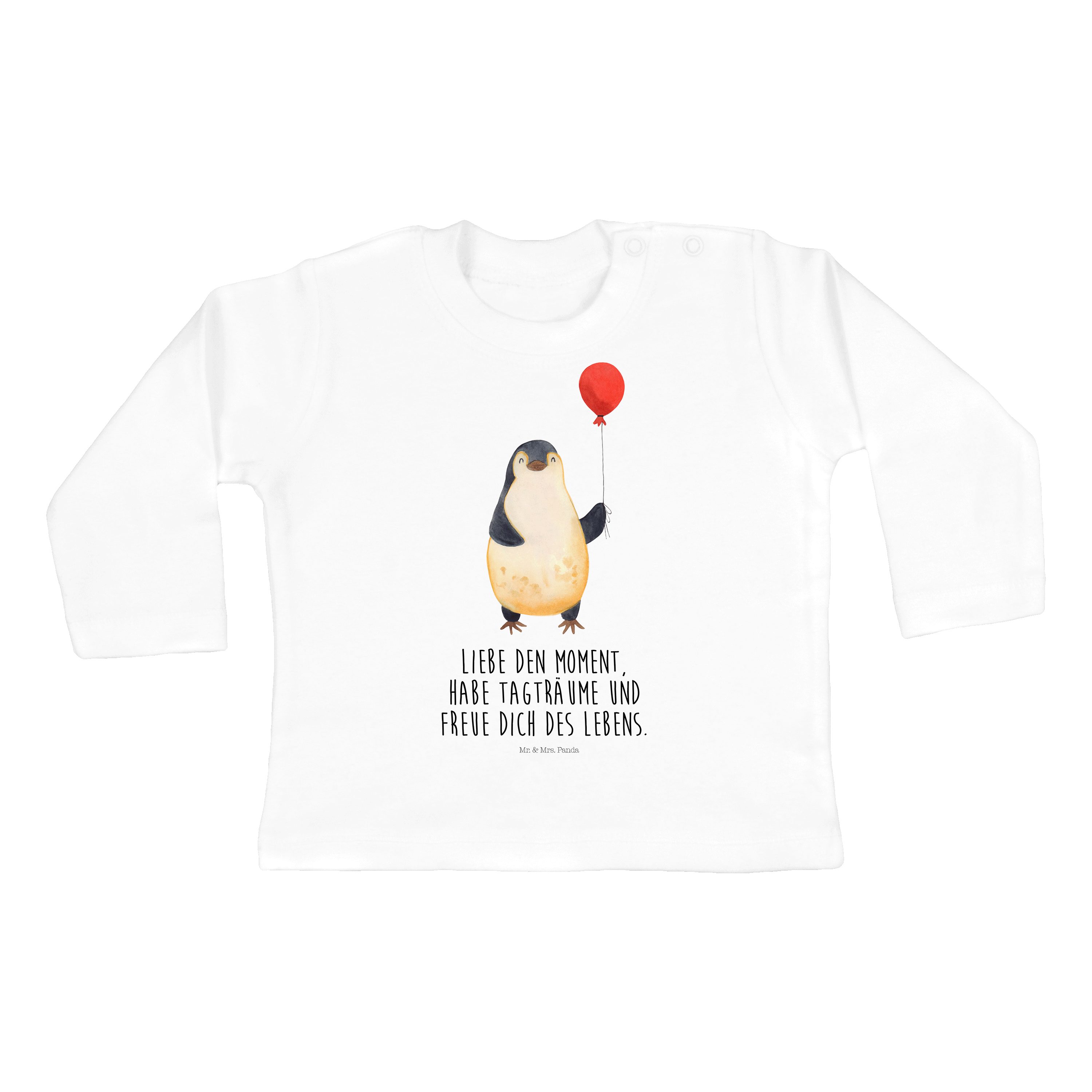 Mr. & Mrs. Panda Strampler Pinguin Luftballon - Weiß - Geschenk, Lebenslust, neues Leben, Bio, B (1-tlg)