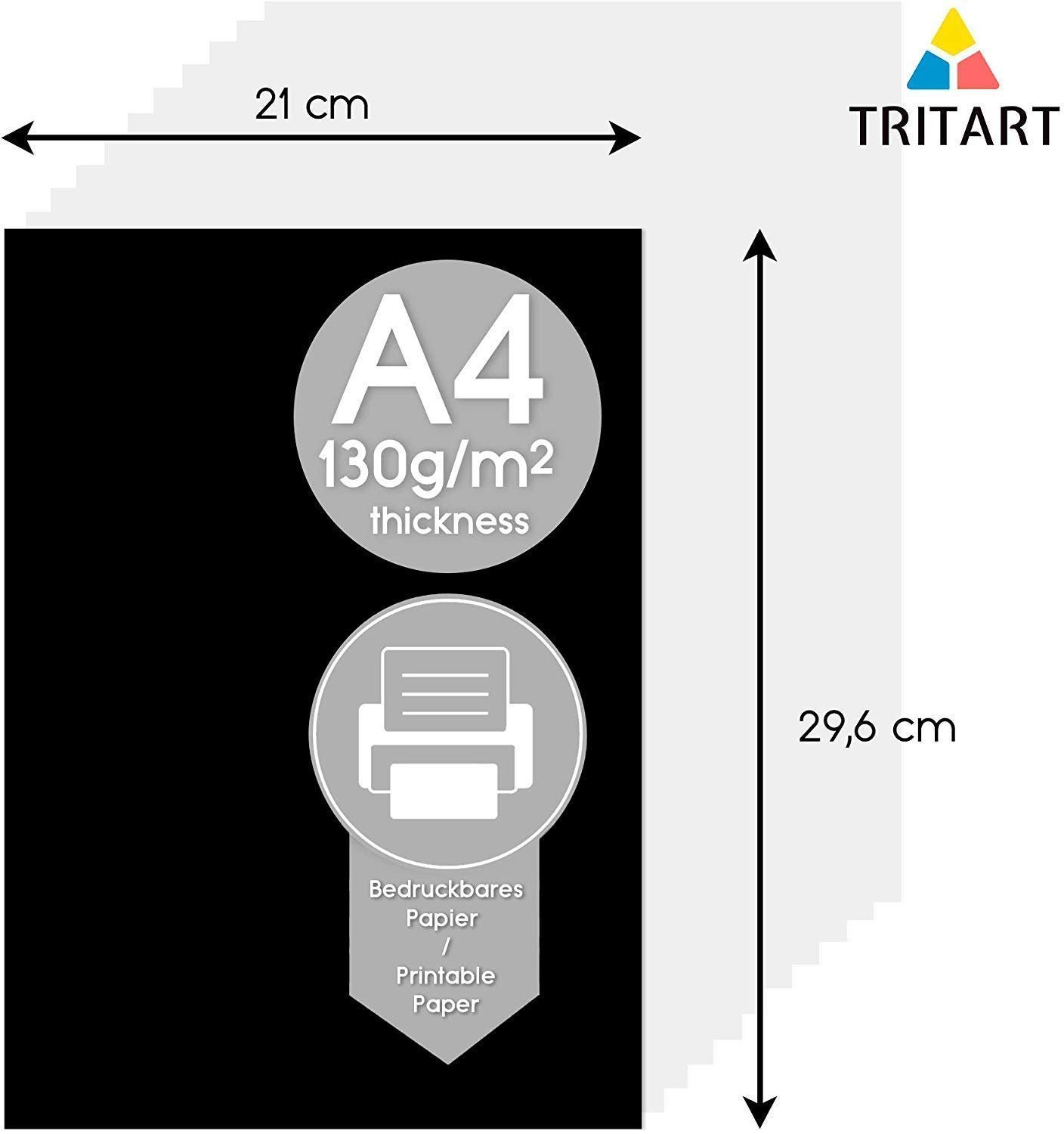 110 - Tritart A4 130g/m² A4 Blatt, Blatt Aquarellpapier - Schwarz Tonpapier Schwarzes 130g/m² 110 Tonpapier