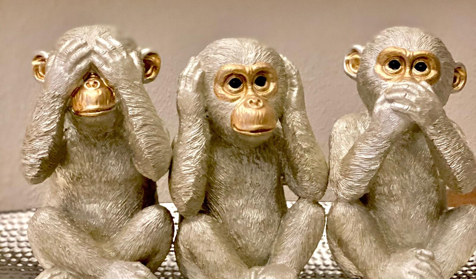 Cor Mulder Tierfigur Die Affen sind los champagner 35 cm 3er Set