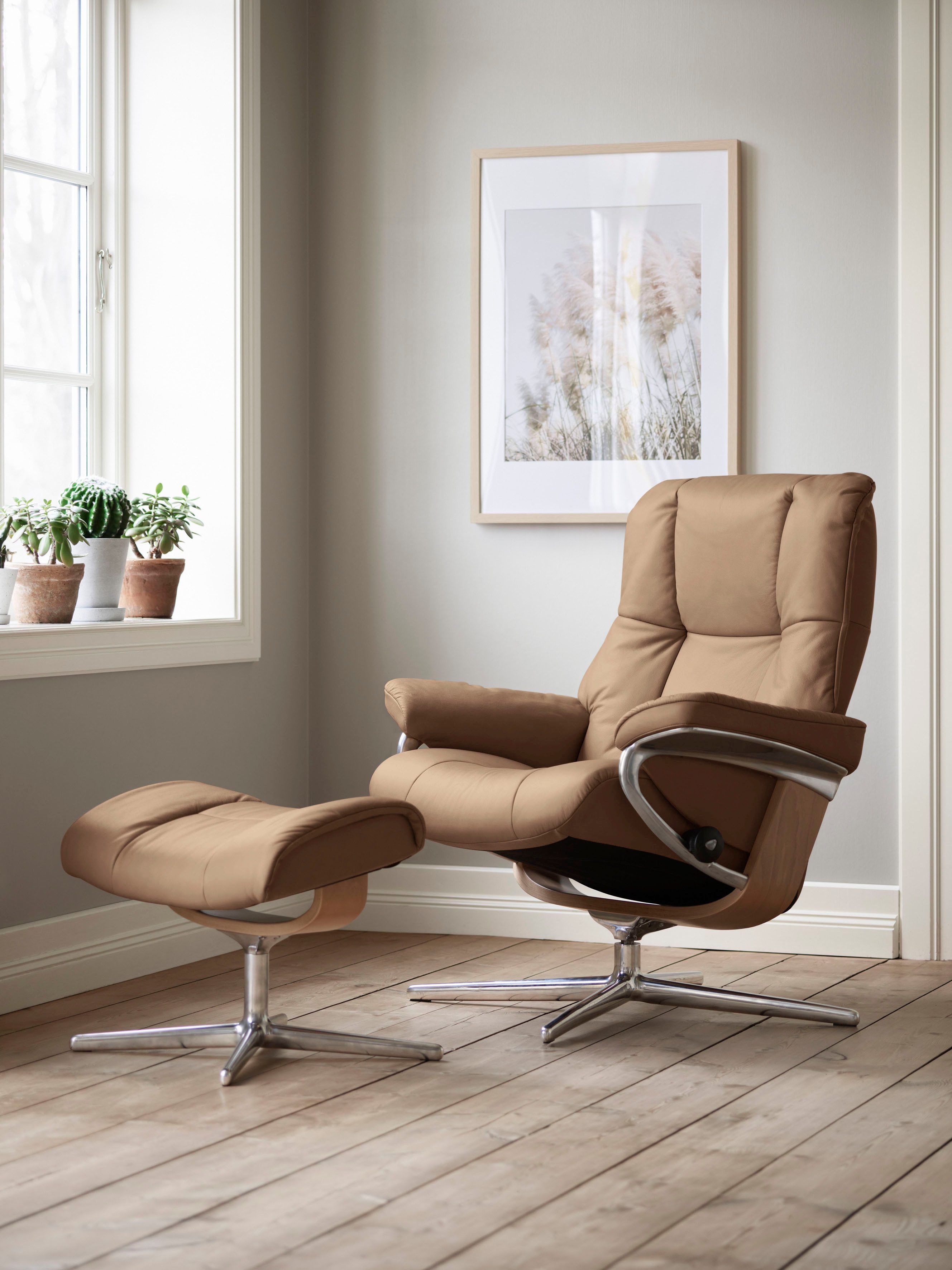 Hocker), Base, mit Größe (Set, S, Mayfair L, Eiche & Relaxsessel Relaxsessel Stressless® mit Hocker, mit Cross Holzakzent M