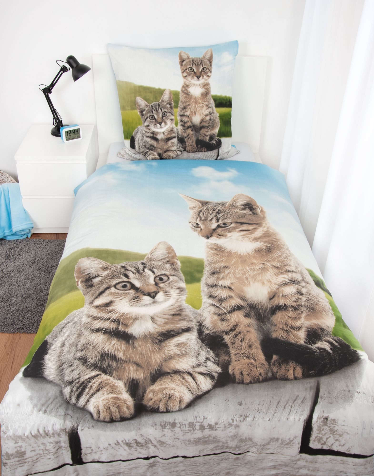 Herding Kinderbettwäsche Herding Wende Bettwäsche Set Katzen Bettwäsche 2 tlg.135 x 200cm, 2 teilig, Langlebig