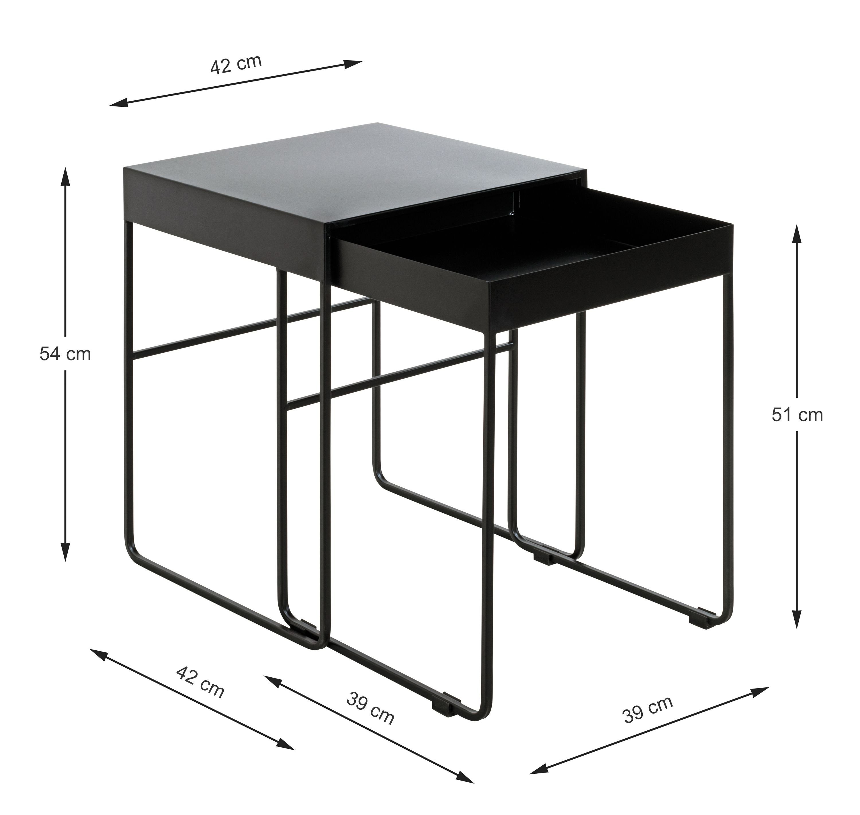 HAKU Beistelltisch Beistelltisch, HAKU Beistelltisch 2er Set Möbel Kaffeetisch Laptoptisch schwarz