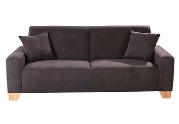 Iwaniccy 3-Sitzer Sofa JULIA, B 201 cm, Dunkelbraun, Mikrofaserbezug, mit 2 Zierkissen