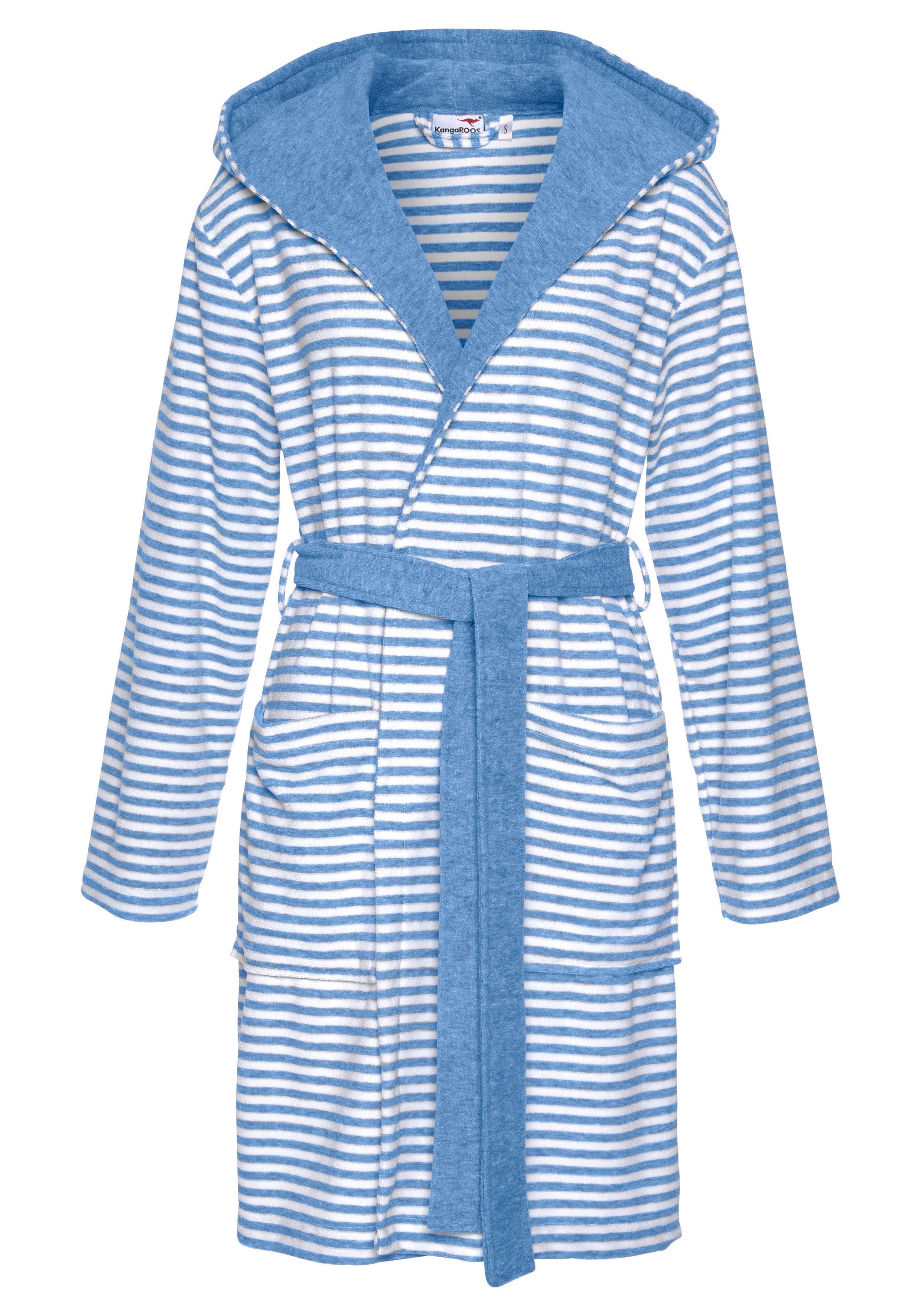 Damenbademantel »Luana«, KangaROOS, mit Kapuze & modernen Streifen,  Bademantel für Damen, kurz, gestreift, Bademäntel aus 80% Baumwolle online  kaufen | OTTO